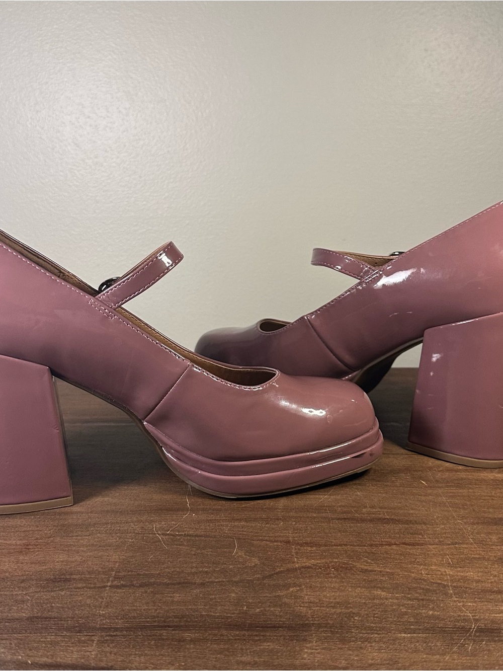 Torrid Double Platform Mary Jane Heels Chunky Rose Patent Size 9.5 WW - Picture 8 of 13